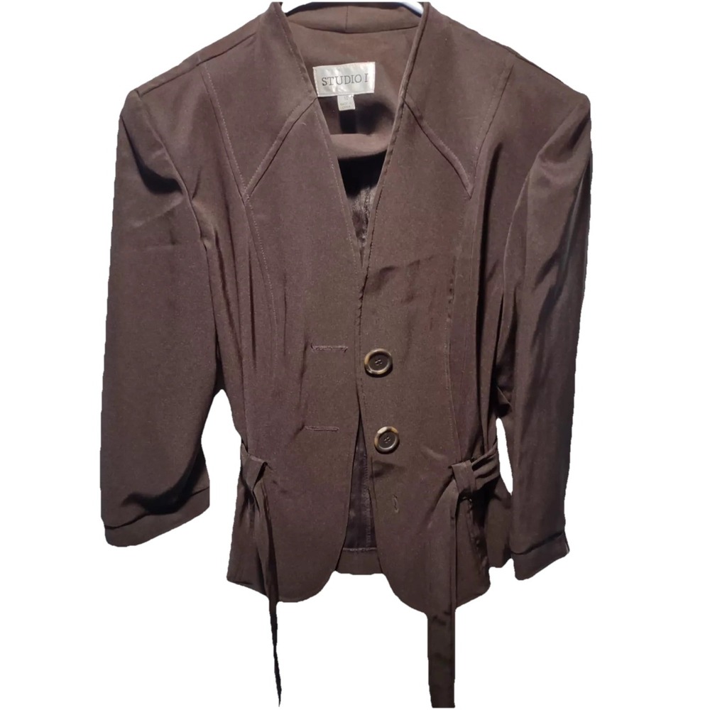 Studio I Blazer In Brown With Belt Women's Size 10 D31